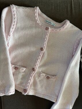 Self-Portrait Girls Pale Pink Knit Cardigan